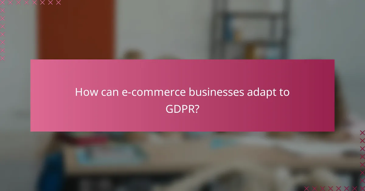 How can e-commerce businesses adapt to GDPR?