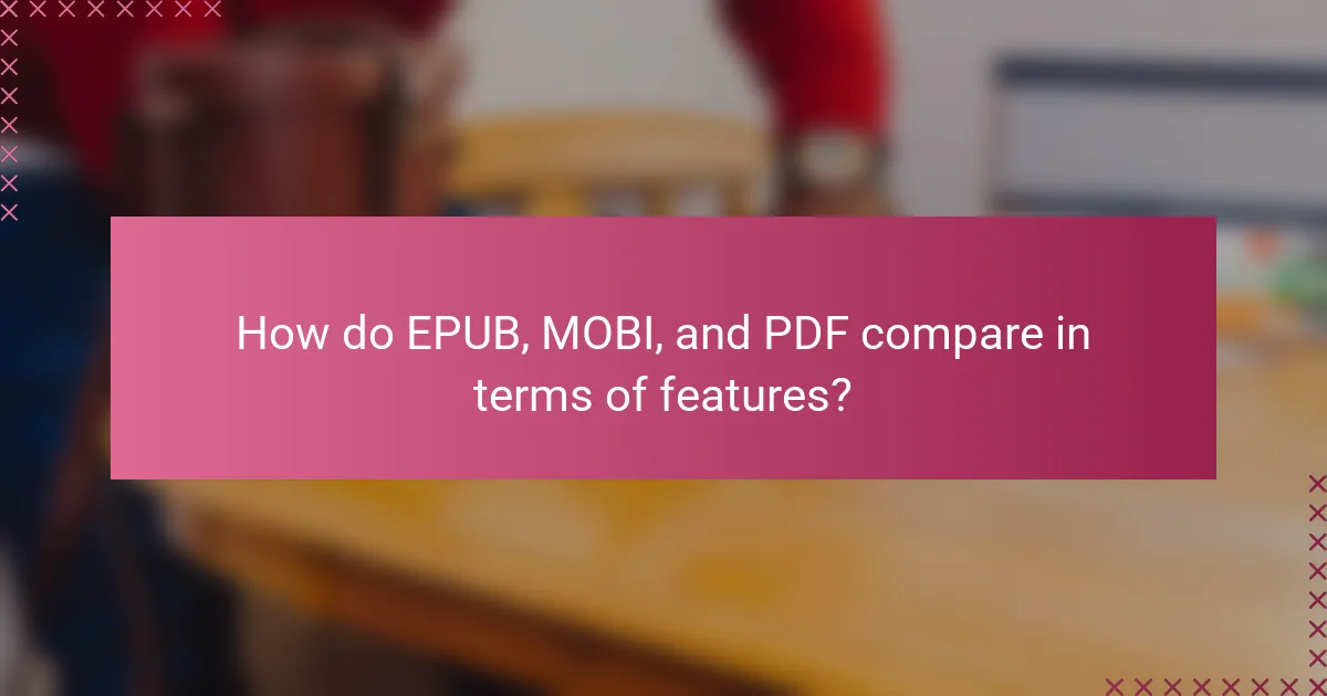How do EPUB, MOBI, and PDF compare in terms of features?