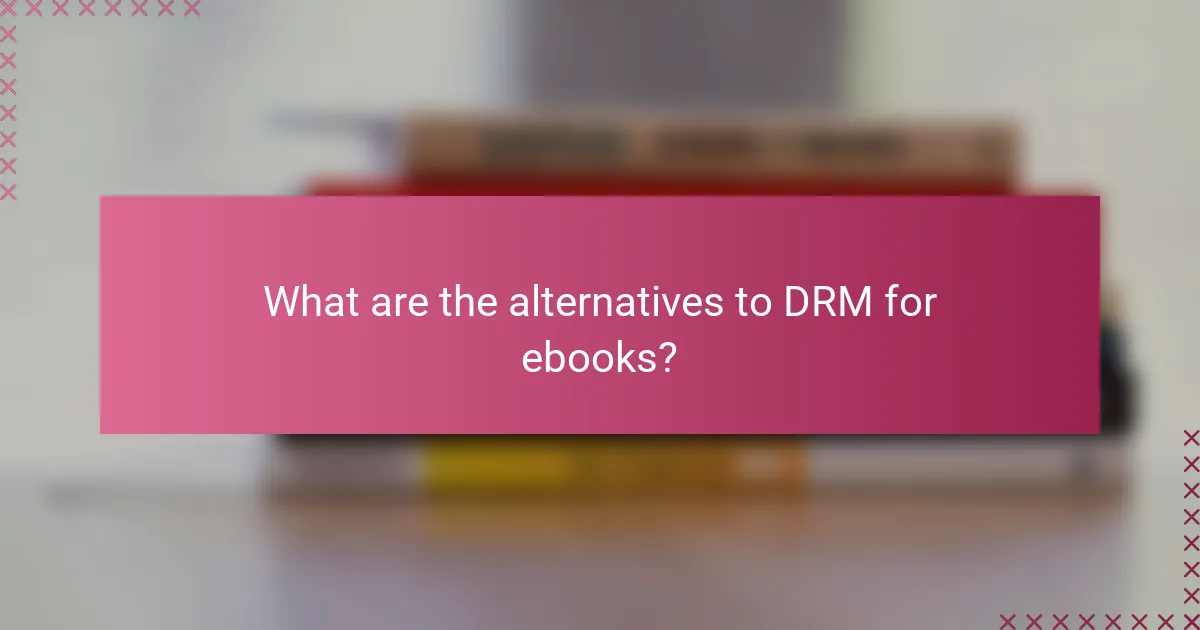 What are the alternatives to DRM for ebooks?