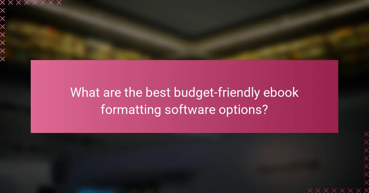 What are the best budget-friendly ebook formatting software options?