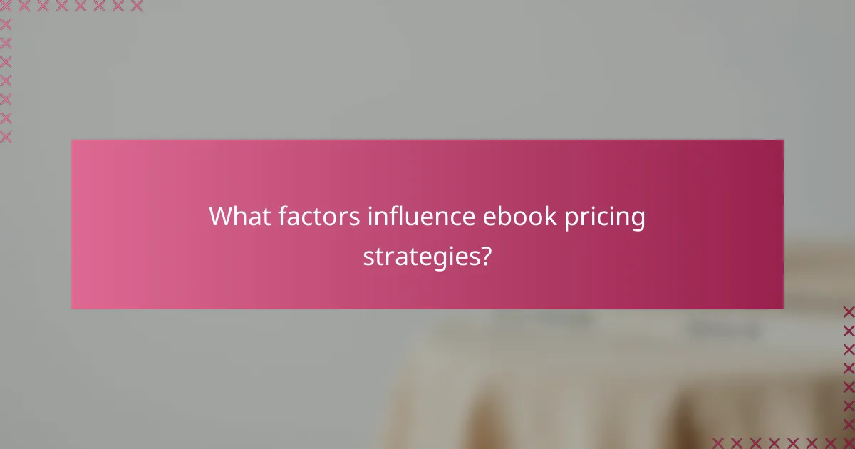 What factors influence ebook pricing strategies?
